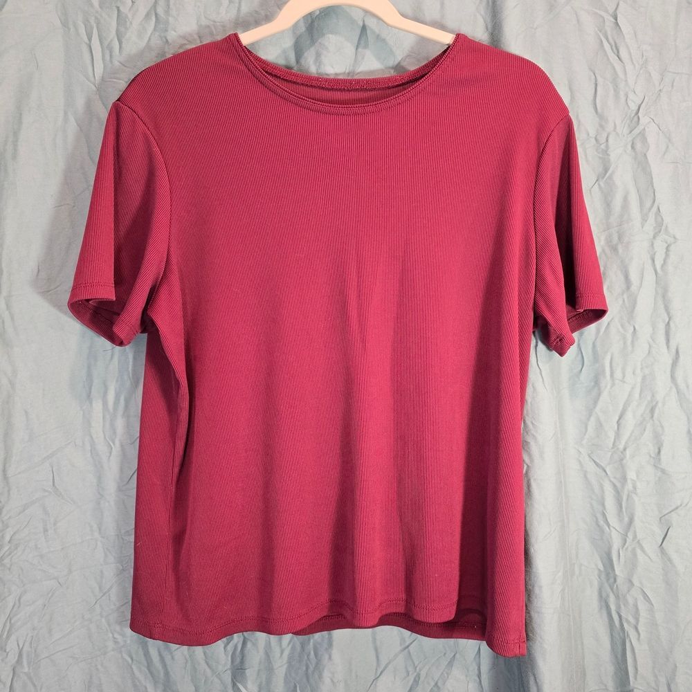 Casual Ribbed Berry T-Shirt, OS